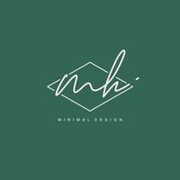MH Initial handwriting or handwritten logo for identity. Logo with signature and hand drawn style. vector