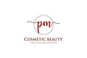initial PM Feminine logo beauty monogram and elegant logo design, handwriting logo of initial signature, wedding, fashion, floral and botanical with creative template. vector