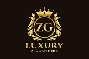 Initial ZG Letter Royal Luxury Logo template in vector art for luxurious branding projects and other vector illustration.