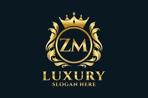 Initial ZM Letter Royal Luxury Logo template in vector art for luxurious branding projects and other vector illustration.