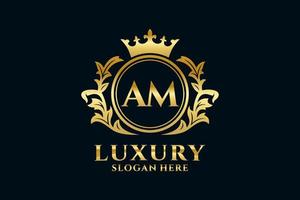 Initial AM Letter Royal Luxury Logo template in vector art for luxurious branding projects and other vector illustration.