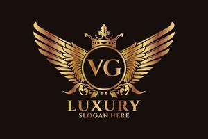 Luxury royal wing Letter VG crest Gold color Logo vector, Victory logo, crest logo, wing logo, vector logo template.