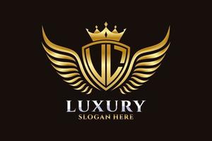 Luxury royal wing Letter UL crest Gold color Logo vector, Victory logo, crest logo, wing logo, vector logo template.