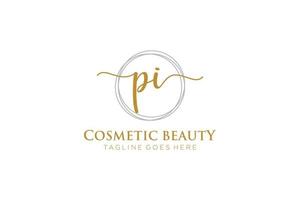 initial PI Feminine logo beauty monogram and elegant logo design, handwriting logo of initial signature, wedding, fashion, floral and botanical with creative template. vector