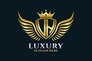 Luxury royal wing Letter UK crest Gold color Logo vector, Victory logo, crest logo, wing logo, vector logo template.