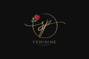 initial SP Feminine logo beauty monogram and elegant logo design, handwriting logo of initial signature, wedding, fashion, floral and botanical with creative template. vector