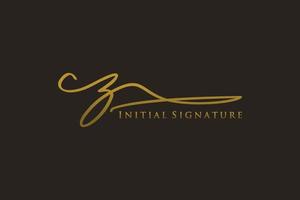 Initial CZ Letter Signature Logo Template elegant design logo. Hand drawn Calligraphy lettering Vector illustration.