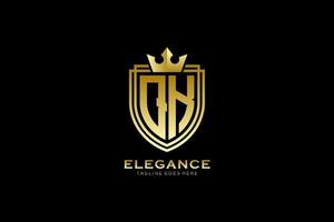 initial QK elegant luxury monogram logo or badge template with scrolls and royal crown - perfect for luxurious branding projects vector