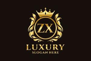 Initial ZX Letter Royal Luxury Logo template in vector art for luxurious branding projects and other vector illustration.