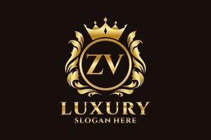 Initial ZV Letter Royal Luxury Logo template in vector art for luxurious branding projects and other vector illustration.