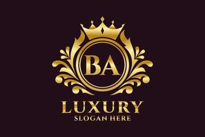 Initial BA Letter Royal Luxury Logo template in vector art for luxurious branding projects and other vector illustration.