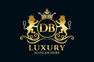 Initial DB Letter Lion Royal Luxury Logo template in vector art for luxurious branding projects and other vector illustration.