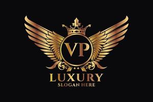 Luxury royal wing Letter VP crest Gold color Logo vector, Victory logo, crest logo, wing logo, vector logo template.