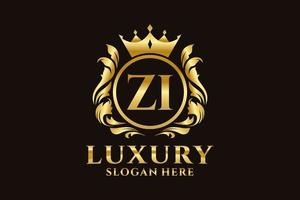 Initial ZI Letter Royal Luxury Logo template in vector art for luxurious branding projects and other vector illustration.