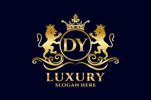 Initial DY Letter Lion Royal Luxury Logo template in vector art for luxurious branding projects and other vector illustration.