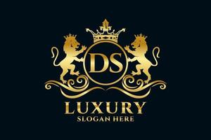 Initial DS Letter Lion Royal Luxury Logo template in vector art for luxurious branding projects and other vector illustration.