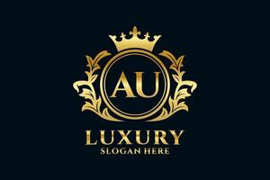 Initial AU Letter Royal Luxury Logo template in vector art for luxurious branding projects and other vector illustration.