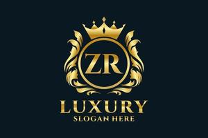 Initial ZR Letter Royal Luxury Logo template in vector art for luxurious branding projects and other vector illustration.