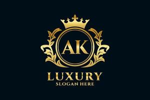 Initial AK Letter Royal Luxury Logo template in vector art for luxurious branding projects and other vector illustration.