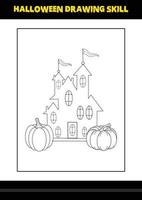 Halloween drawing skill for kids. Halloween drawing skill coloring page for kids. vector