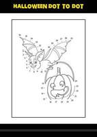 Halloween dot to dot coloring page for kids. Line art coloring page design for kids. vector