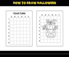 How to draw Halloween for kids. Halloween drawing skill coloring page for kids. vector