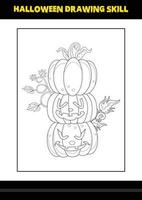 Halloween drawing skill for kids. Halloween drawing skill coloring page for kids. vector