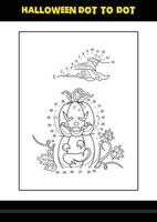 Halloween dot to dot coloring page for kids. Line art coloring page design for kids. vector