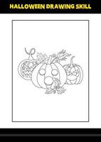 Halloween drawing skill for kids. Halloween drawing skill coloring page for kids. vector