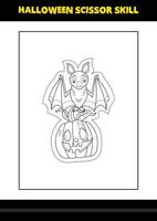 Halloween scissor skill for kids. Halloween scissor skill coloring page for kids. vector