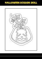 Halloween scissor skill for kids. Halloween scissor skill coloring page for kids. vector