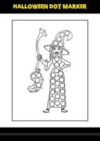 Halloween dot coloring page for kids. Line art coloring page design for kids. vector