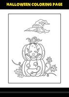 Halloween coloring page for kids. Line art coloring page design for kids. vector