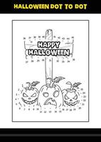 Halloween dot to dot coloring page for kids. Line art coloring page design for kids. vector