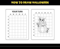 How to draw Halloween for kids. Halloween drawing skill coloring page for kids. vector