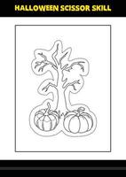 Halloween scissor skill for kids. Halloween scissor skill coloring page for kids. vector