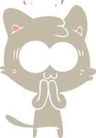 flat color style cartoon surprised cat vector