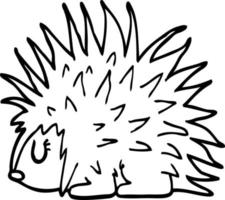 line drawing cartoon spiky hedgehog vector