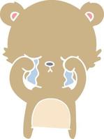 crying flat color style cartoon bear vector