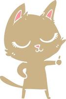 calm flat color style cartoon cat vector