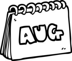 line drawing cartoon calendar showing month of august vector