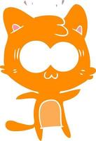 flat color style cartoon surprised cat vector