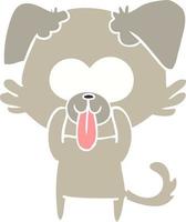 flat color style cartoon dog with tongue sticking out vector