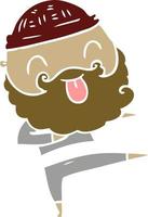 man with beard sticking out tongue vector