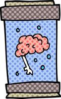 cartoon doodle brain in jar vector