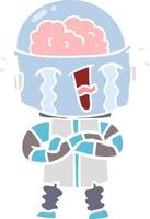 flat color style cartoon crying robot vector