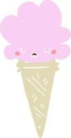 flat color style cartoon ice cream with face vector