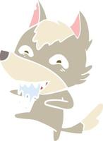 flat color style cartoon hungry wolf vector