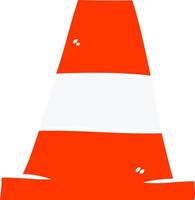 flat color style cartoon road traffic cone vector