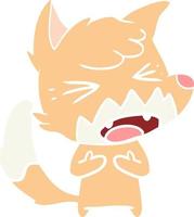 angry flat color style cartoon fox vector